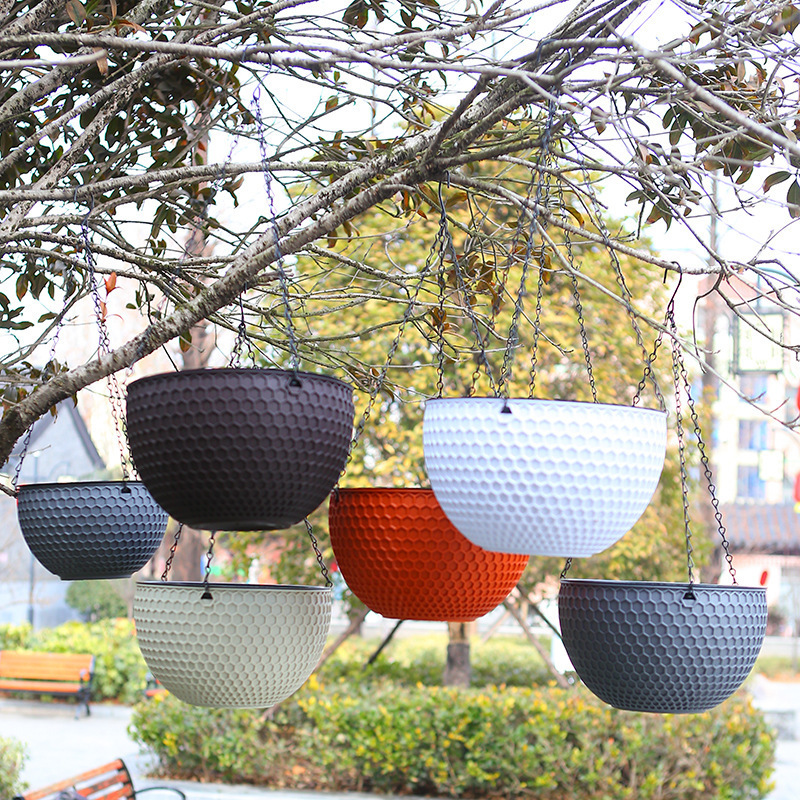 Bulk Gardening Products Hanging Plastic Flower Pot Outdoor Balcony Colorful Plant Pots Hanging Baskets