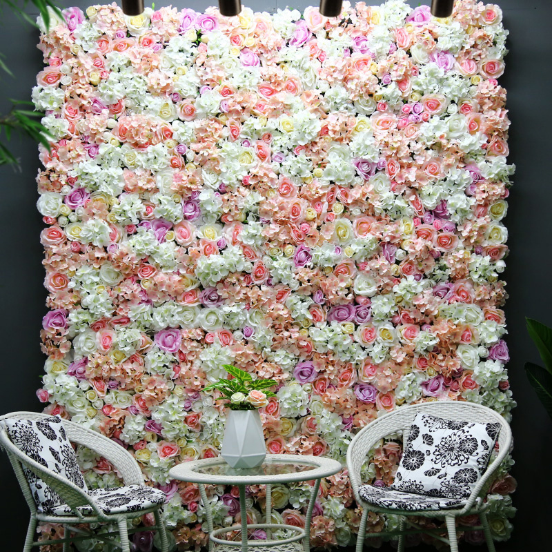 High Quality Customized 3D Artificial Silk Flower Wall Backdrop Panels For Wedding Decoration Artificial Flower Wall