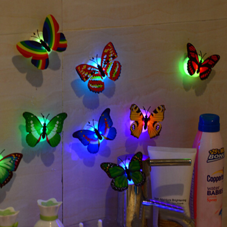 Creative Gift Adhesive Led 3d Butterfly Glowing Home decor Wall Stickers For kids Room Decoration