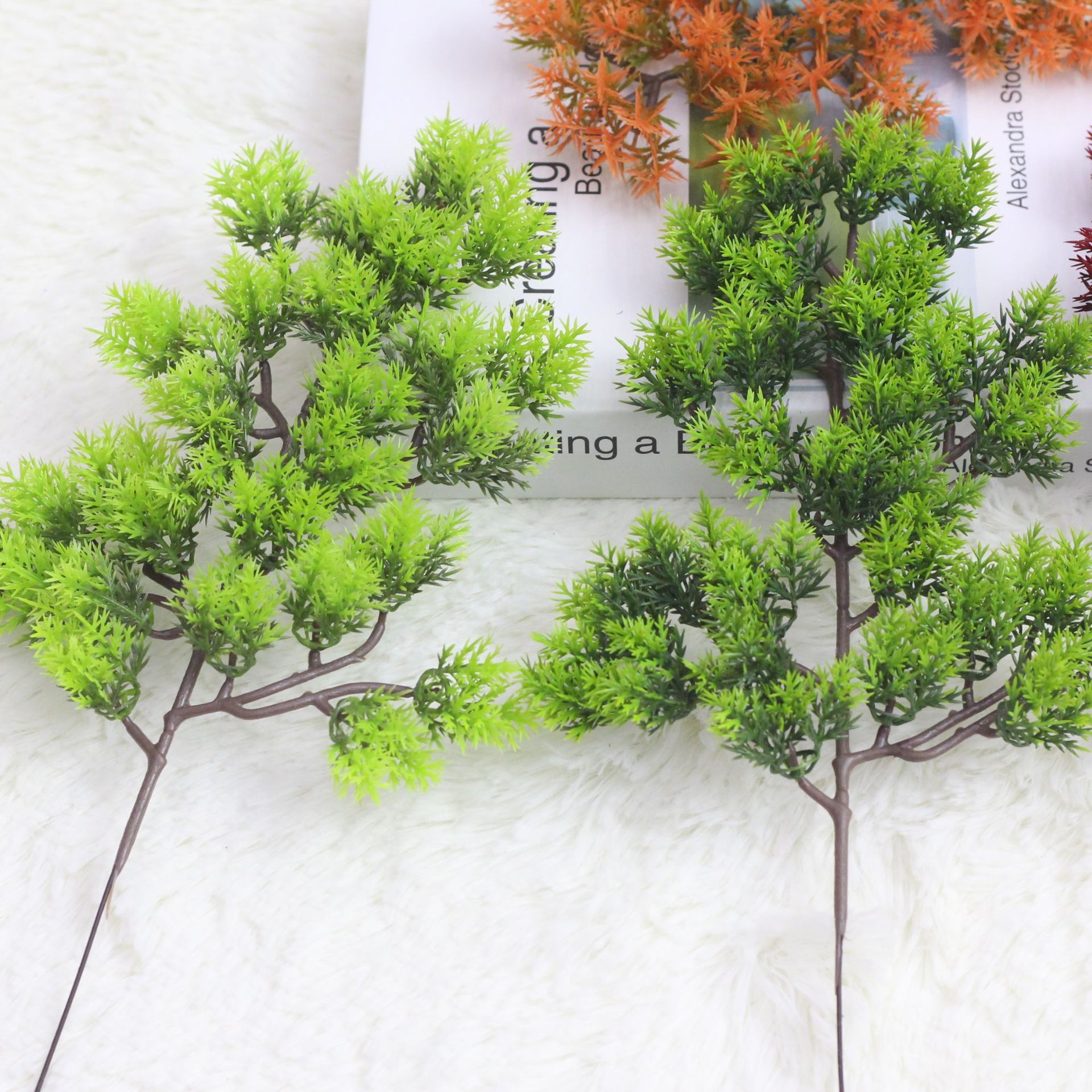 33cm Artificial Plastic Green Tree Pine Branches Leaves For Decoration Usage