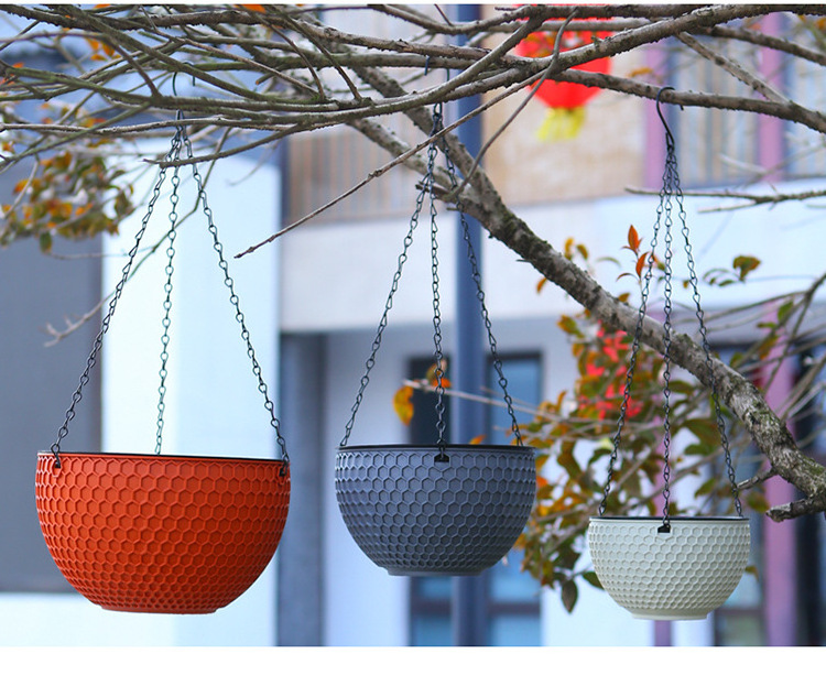 Bulk Gardening Products Hanging Plastic Flower Pot Outdoor Balcony Colorful Plant Pots Hanging Baskets