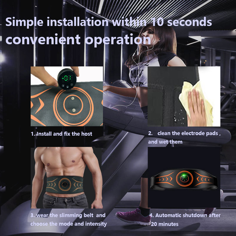 Wireless Home Gym Fitness Electric Abs Muscle Stimulator EMS Body Slimming Abdominal Muscle Trainer Massage Belt 2024