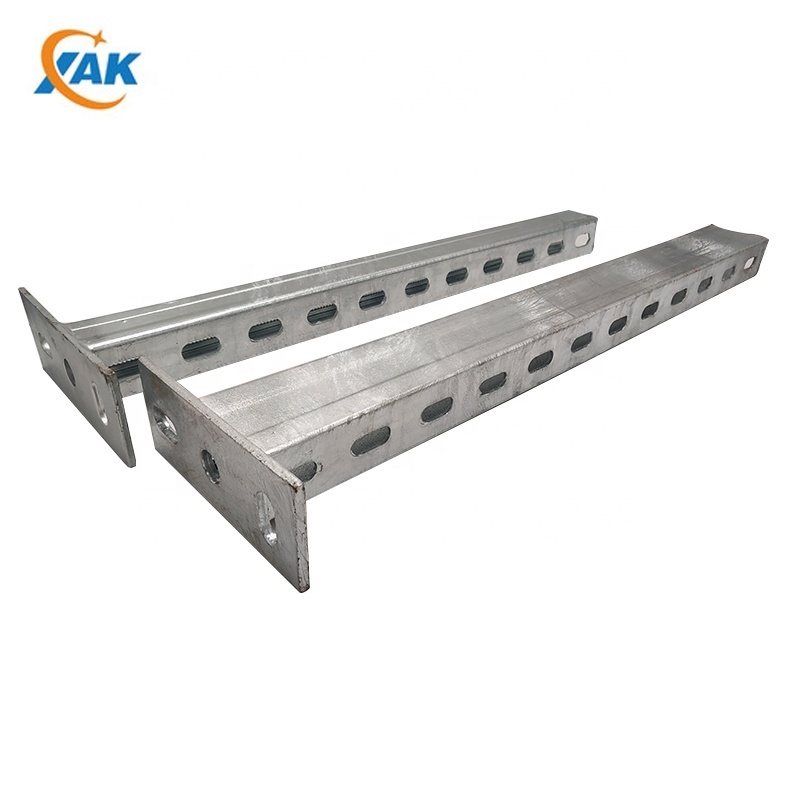 XAK Adjustable Custom-made HDG Single Slotted Channel Metal Cantilever Arm Wall Bracket Channel for Strut Channel 2 Holes