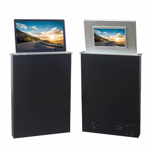 Wireless Conference System with Flip-Up LCD Monitor and Lift Microphone for Voting