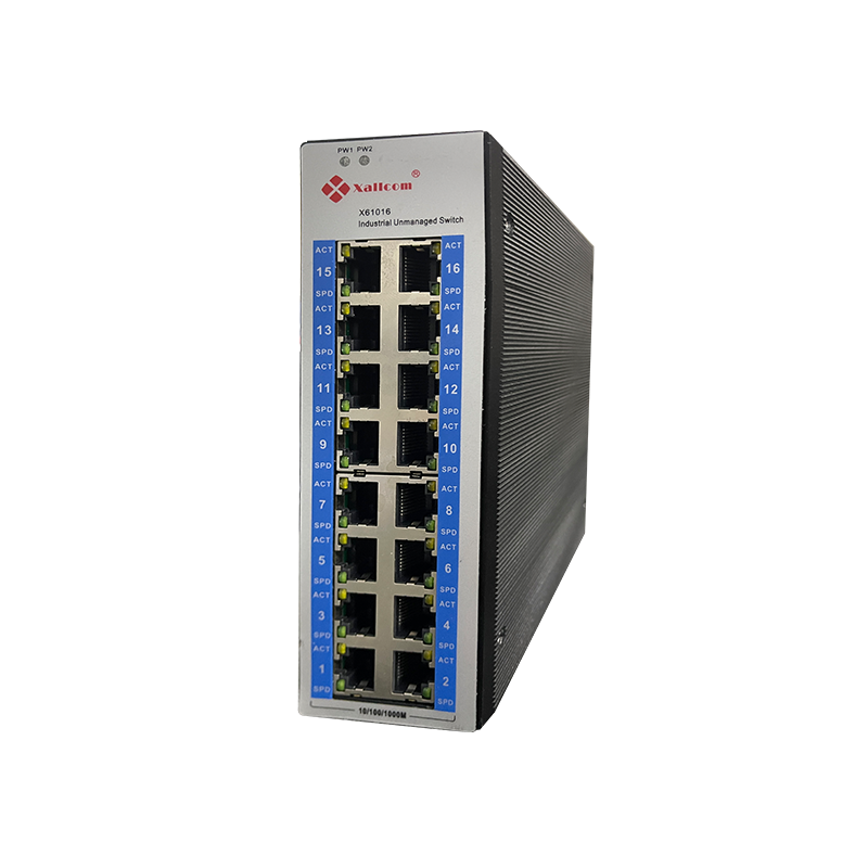 Din Rail DC24V IP40 Aluminum 16 GE RJ45 Copper Ports Unmanaged Industrial Gigabit 16 Port Ethernet Switch