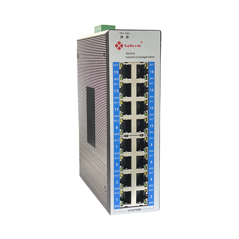 Din Rail DC24V IP40 Aluminum 16 GE RJ45 Copper Ports Unmanaged Industrial Gigabit 16 Port Ethernet Switch