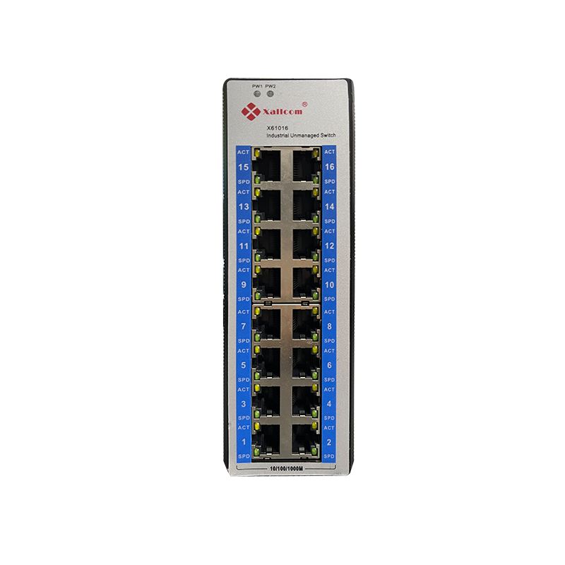 Din Rail DC24V IP40 Aluminum 16 GE RJ45 Copper Ports Unmanaged Industrial Gigabit 16 Port Ethernet Switch