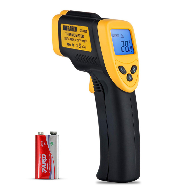 Non-contact digital laser infrared thermometer DT-8380 with LCD for industry and household