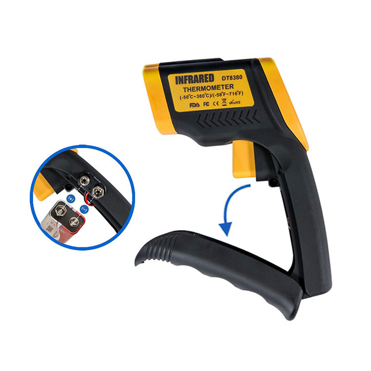 Non-contact digital laser infrared thermometer DT-8380 with LCD for industry and household