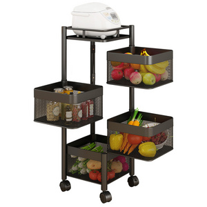 Multifunctional Kitchen Nordic style storage rack landing multilayer rotating square vegetables and fruits storage basket