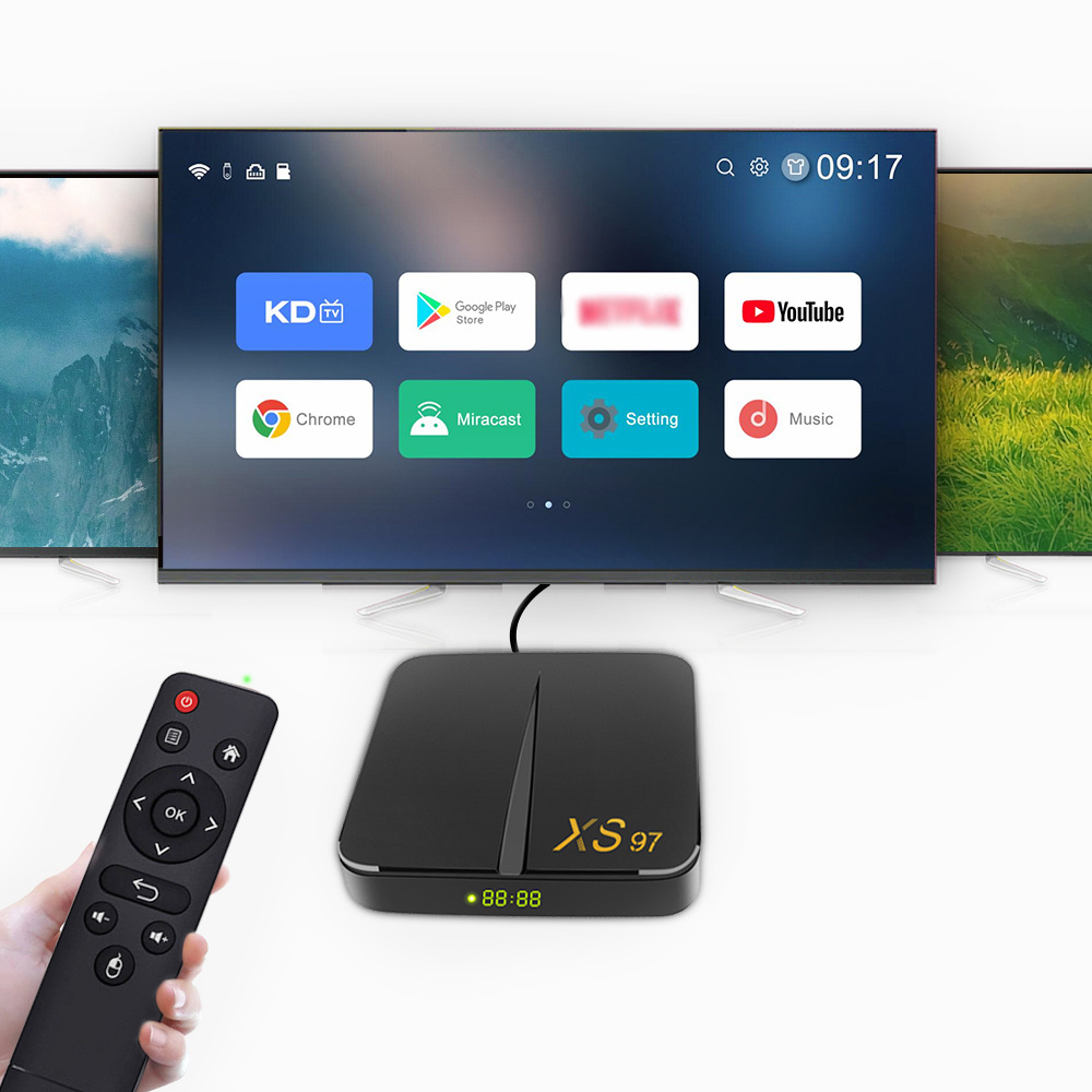 Xangshi hot sale model XS97 4k receiver 4gb 32gb 2.4g/5g amlogic S905w2 dual wifi 100Mbps lan tv android 11 tv box with reseller