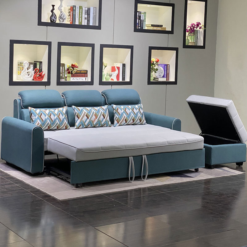 Strength factory modern living room furniture three person Technology cloth sofa foldable multifunctional sofa bed