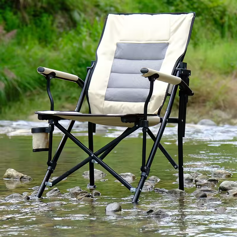 Outdoor Folding Chair With Armrests Adjustable Cotton Portable Fishing Camping Beach Chairs High Quality Camping Chair