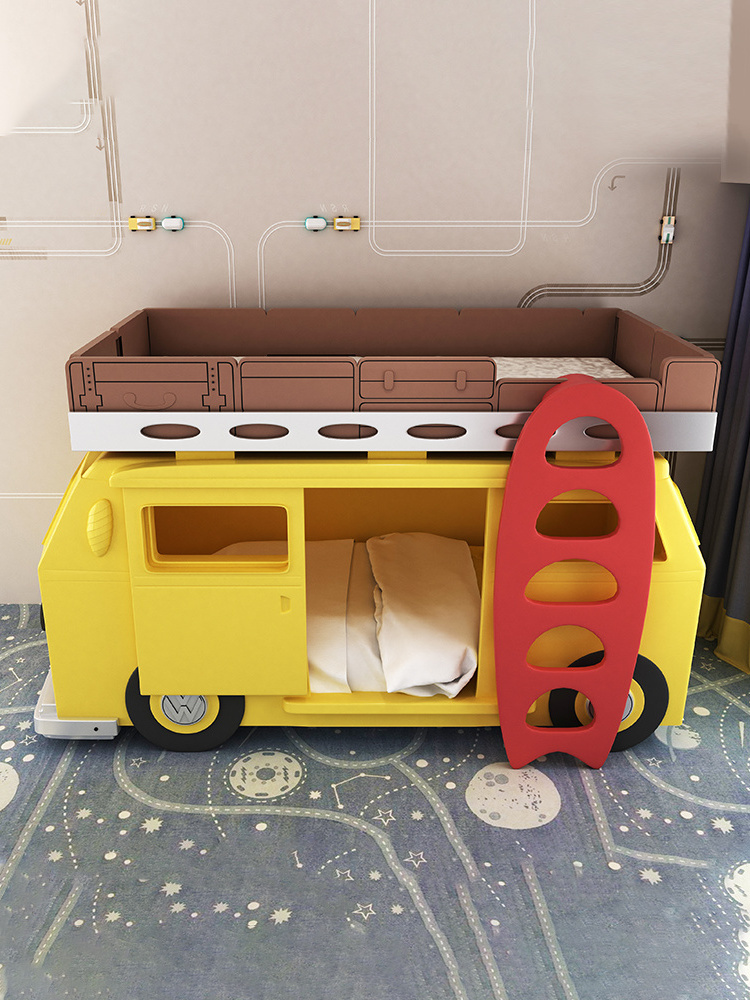 High Quality Children's Bed Creative Double Solid Wood Bed Car Bus Children Bed