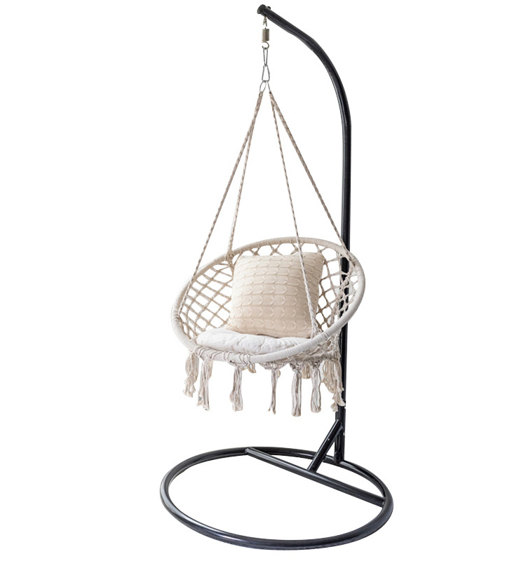 outdoor indoor Lifts  Handmade  Cotton  ropes Macrame  Hammock hanging  swings  Chair with stand