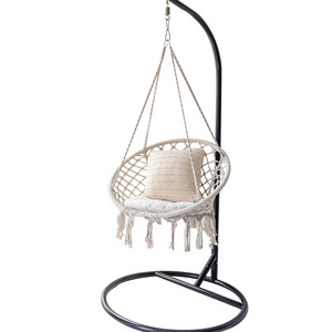 outdoor indoor Lifts  Handmade  Cotton  ropes Macrame  Hammock hanging  swings  Chair with stand