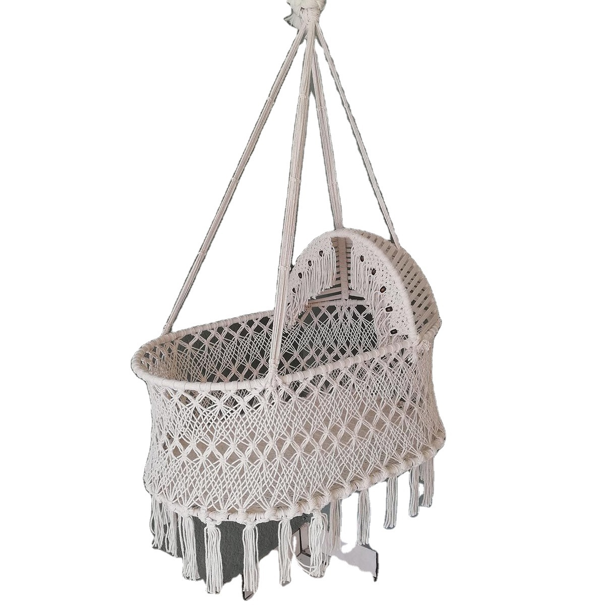 Eco Friendly Natural Handmade Macrame Baby Bassinet Hammock Cradle Baby Cradle For New Born Baby Portable Swing