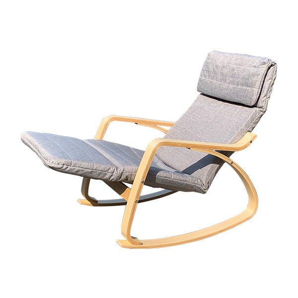 Adjustable Cushioned Recliner Relaxing Lounge Chair Bent Wood Rocking Chair for Indoor