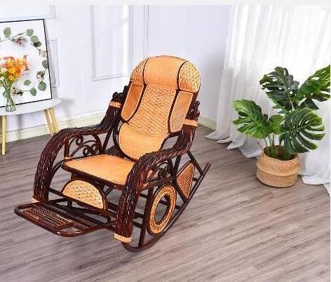 Luxury bamboo Rocking Chair Recliner adult family balcony casual adult nap solid wood lazy elderly folding easy chair