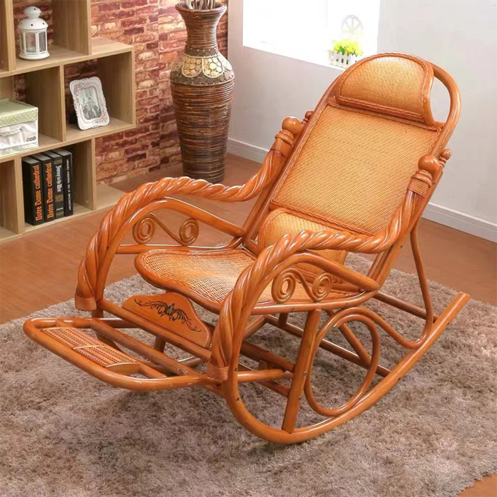 Style Outdoor And Indoor Living Room Furniture Natural Rattan Swing Rocking Chair