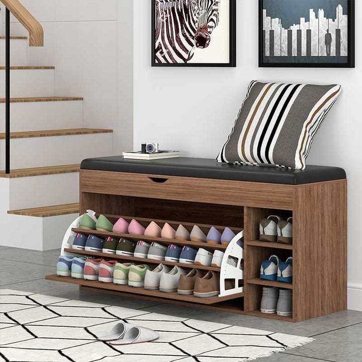 Modern Organiser Shoe Rack Cupboard Furniture Shoe Storage Cabinet with Bench for Small Home