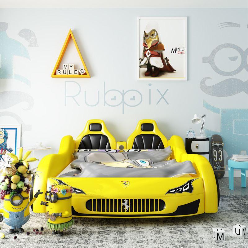 Wholesale custom color modern house bedroom furniture children kids car bed sets for boys