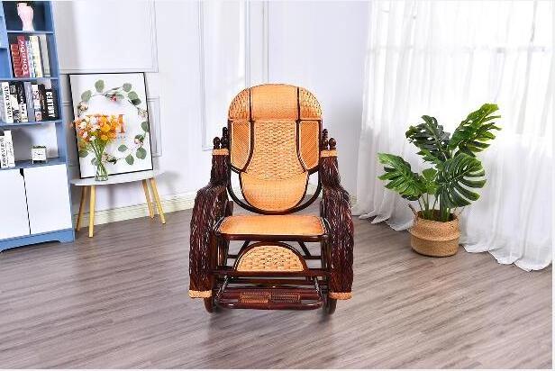 Luxury bamboo Rocking Chair Recliner adult family balcony casual adult nap solid wood lazy elderly folding easy chair