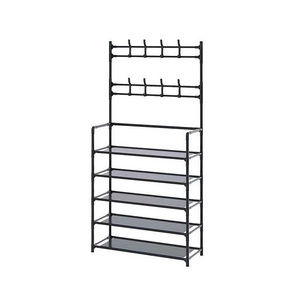 Cheap and simple all-in-one coat rack home multi-functional floor door rack multi-layer combination shoe and hat rack metal