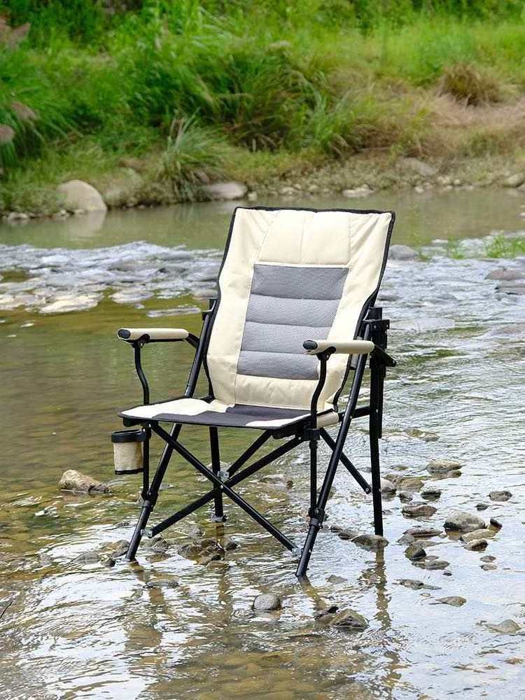 Outdoor Folding Chair With Armrests Adjustable Cotton Portable Fishing Camping Beach Chairs High Quality Camping Chair