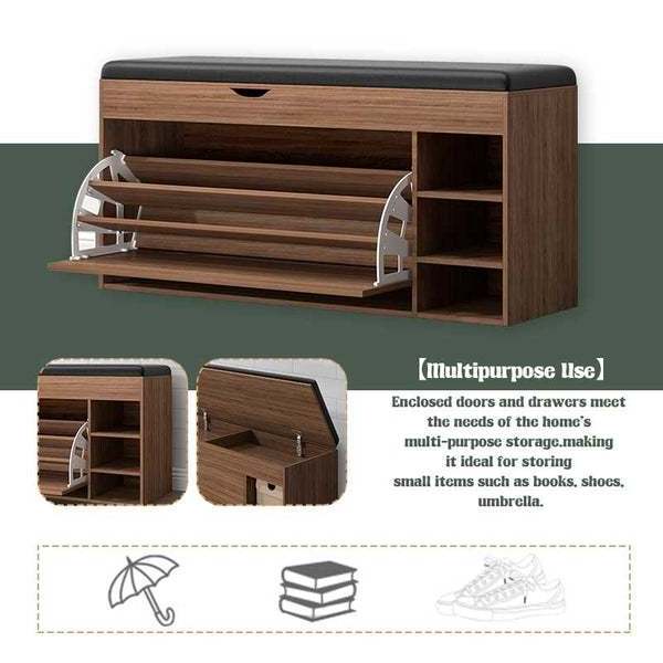 Modern Organiser Shoe Rack Cupboard Furniture Shoe Storage Cabinet with Bench for Small Home