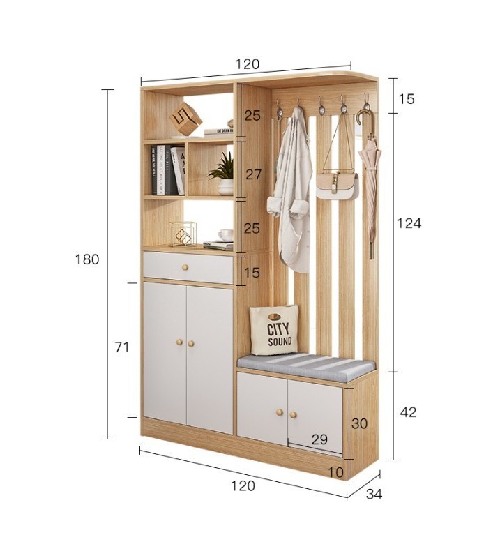 Factory Direct Price Saving Space Corner Hall Tree With Shoes Storage Cabinet