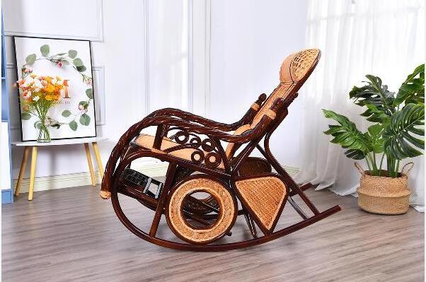 Luxury bamboo Rocking Chair Recliner adult family balcony casual adult nap solid wood lazy elderly folding easy chair