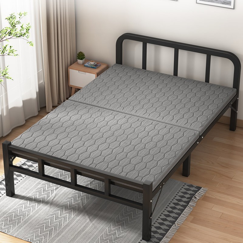 Folding bed single home office nap bed portable simple rental room nap 1.2 meters hardboard iron frame beds