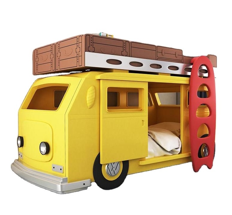 High Quality Children's Bed Creative Double Solid Wood Bed Car Bus Children Bed