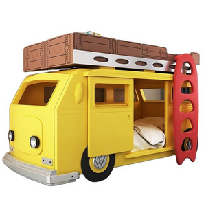 High Quality Children's Bed Creative Double Solid Wood Bed Car Bus Children Bed