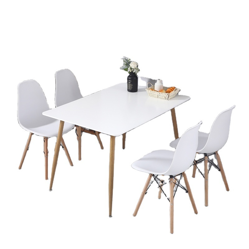 Scandi style black white wooden  dining room furniture 80*80cm square dining table with 4 legs for restaurant and cafe