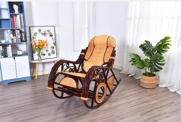 Luxury bamboo Rocking Chair Recliner adult family balcony casual adult nap solid wood lazy elderly folding easy chair