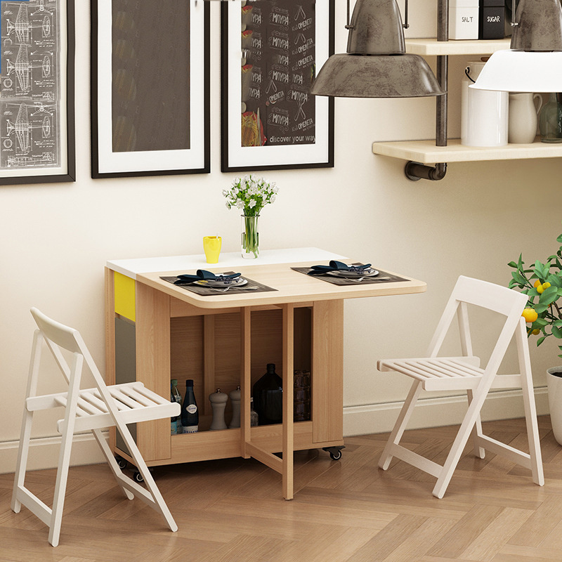 New style space saving wooden folding dining table and chairs