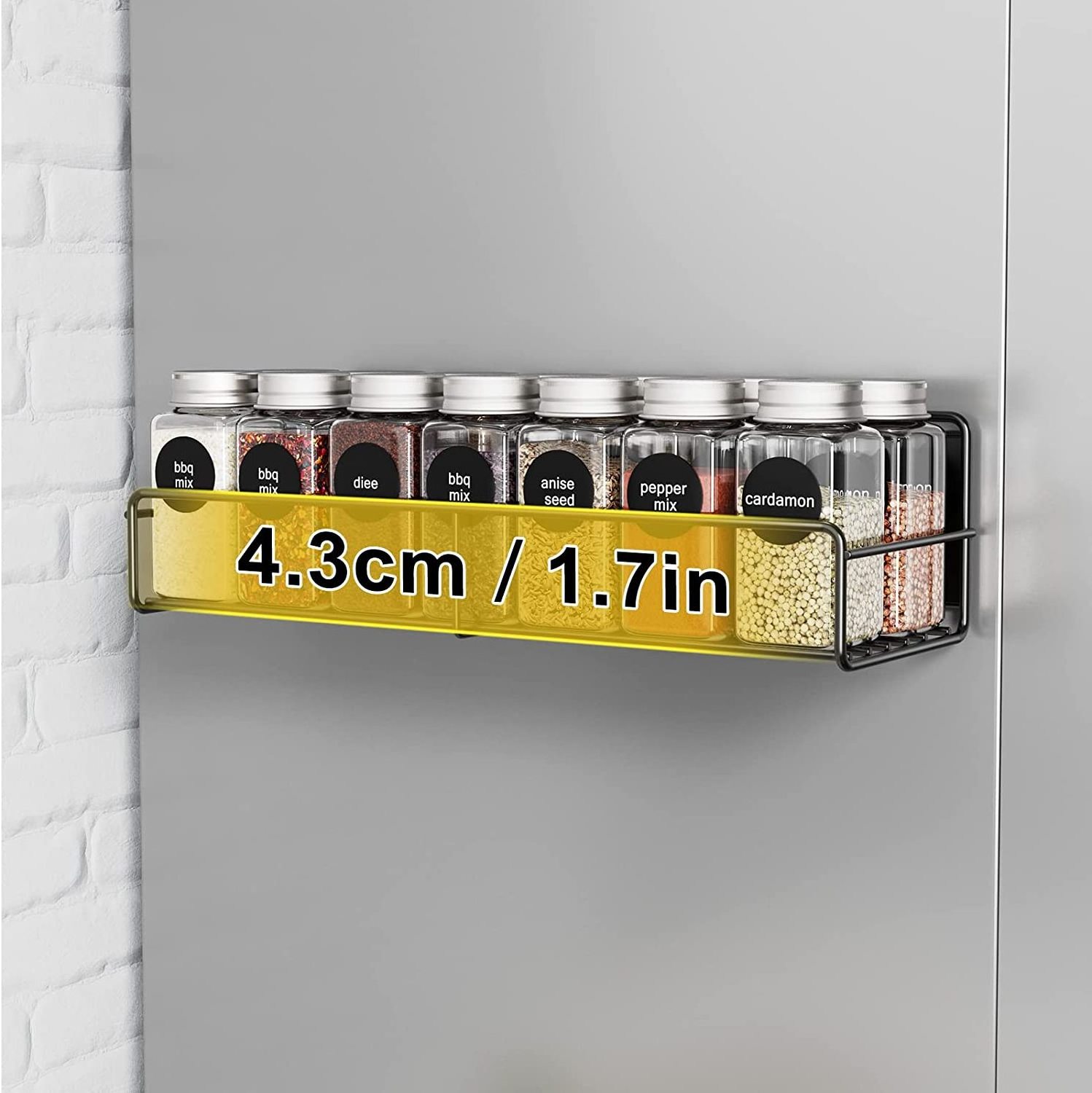 High Quality Commercial Spice Rack Metal Fridge Shelf 4 Pack Magnetic Spice Rack Organizer for Refrigerator Set