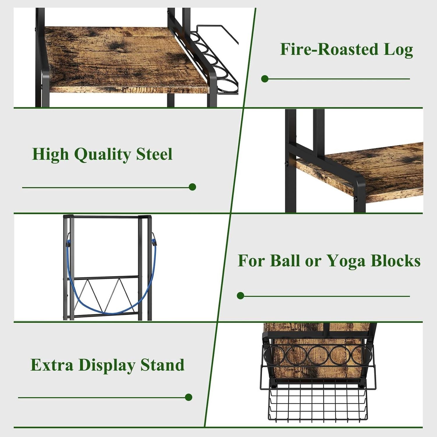 2-Tier Wooden and Metal Golf Clubs Storage Cabinet Organizer and Rack for Garage Office Bathroom for Golf Club Bag Storage