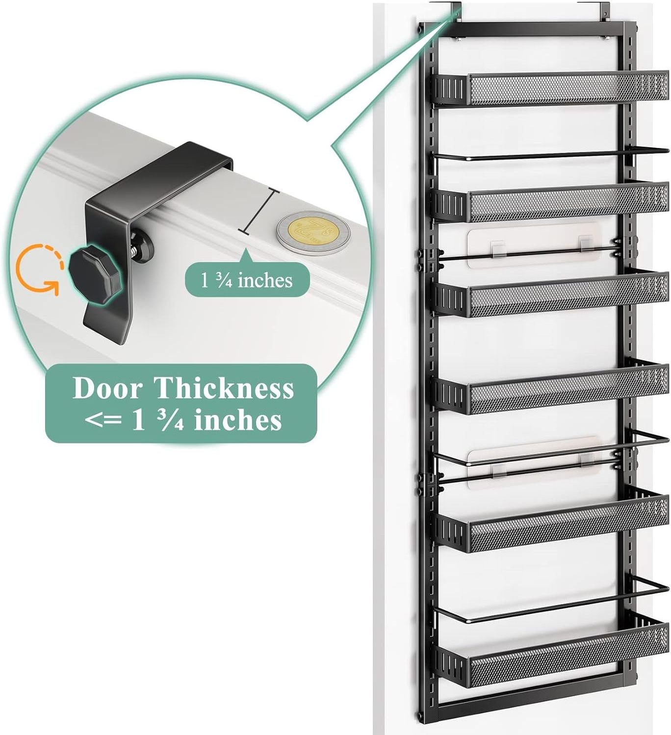 6-Tier Hanging Pantry Door Organizer Display Racks Wire Mesh Over The Door Pantry Organizer