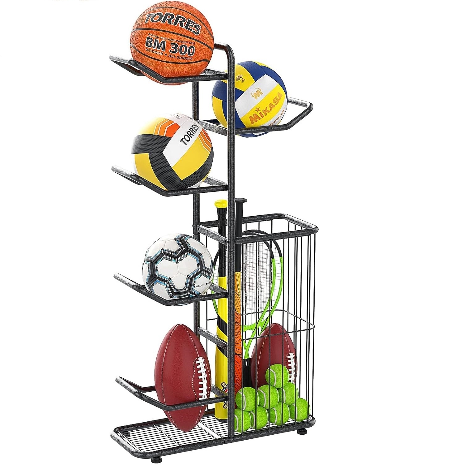 Sports Organizer Metal Sports Equipment Storage Rack Basketball Storage Rack for Garage