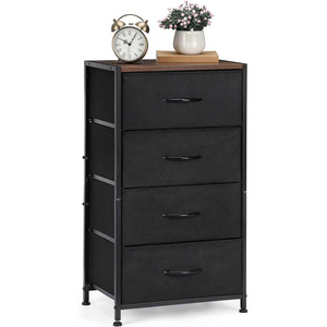 Sturdy Steel Frame Wooden Top Dresser With 4 Drawers Bedroom Chest Of Drawers For Bedroom Living Room