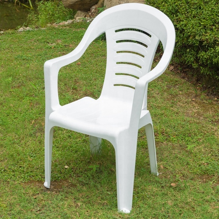 Factory supply cheap white plastic chairs with arms