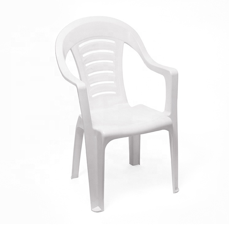 Factory supply cheap white plastic chairs with arms