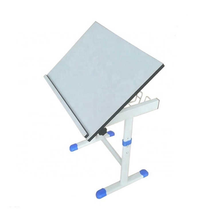 High school art classroom students using tables folding shaped drafting desk