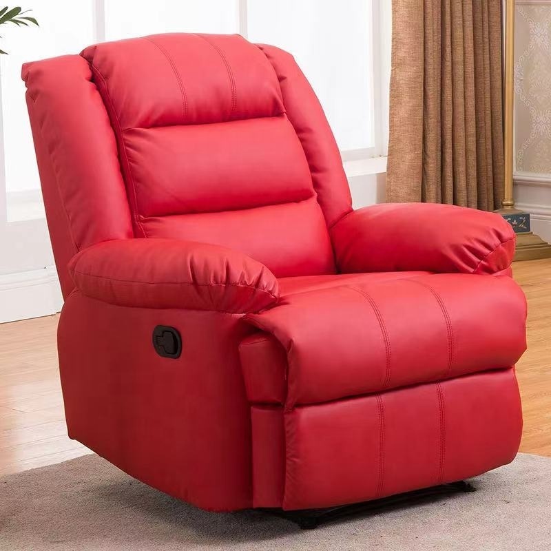 Italy red leather rotatable recliner sofa for home living room