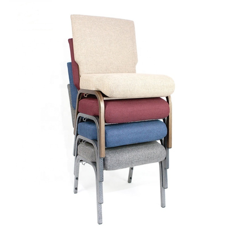 Multi-color comfortable stackable chair with back pad church pulpit chairs for church