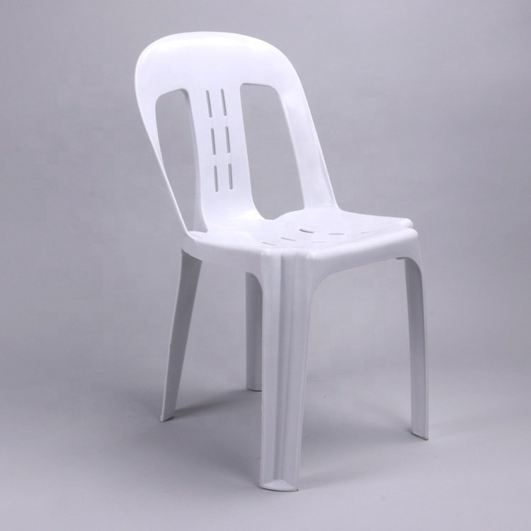 Cheap modern outdoor white plastic chair without armrest