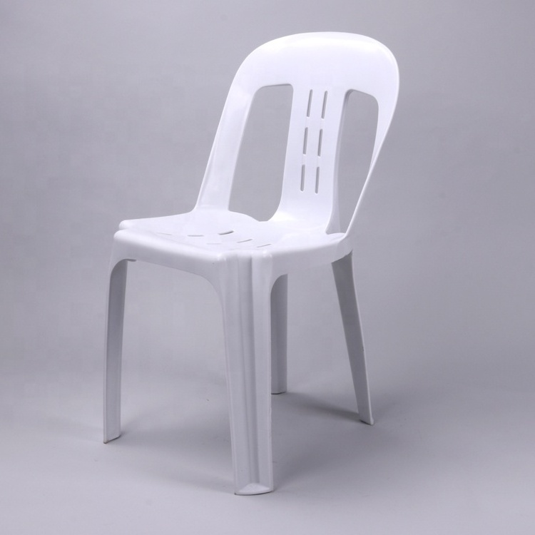 Cheap modern outdoor white plastic chair without armrest